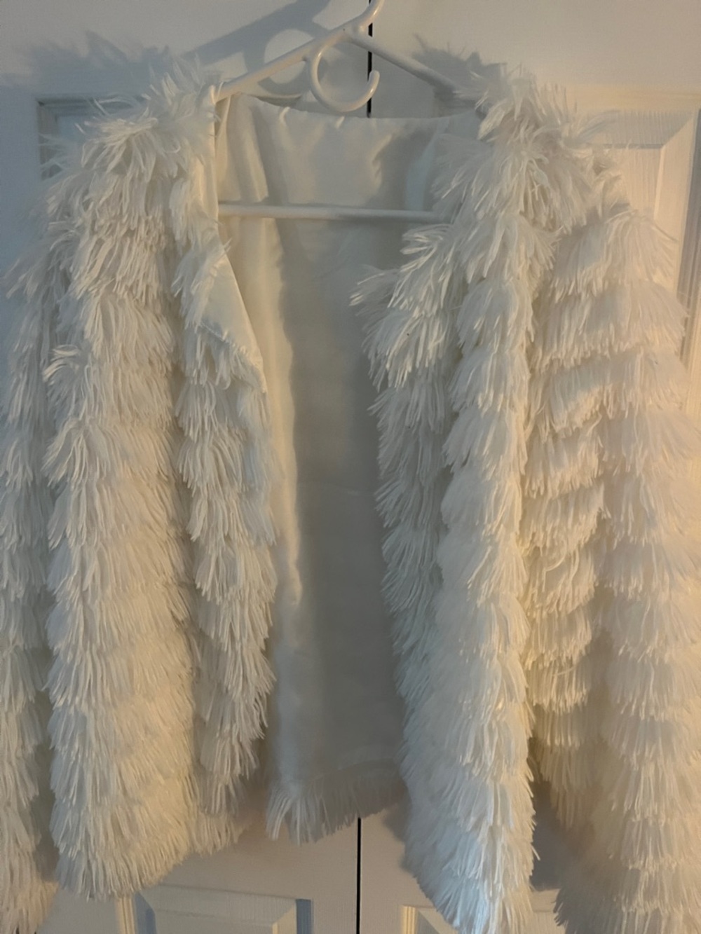 White Faux Fur Fringe Jacket